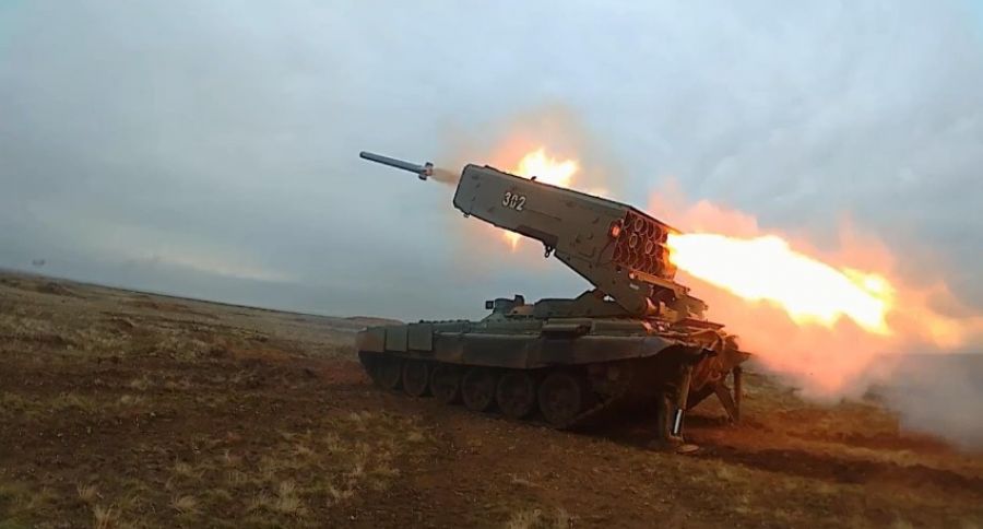 Группировка «О» ВС из России с ТОС-1А «Солнцепёк» выжигает позиции боевиков ВСУ в Донбассе