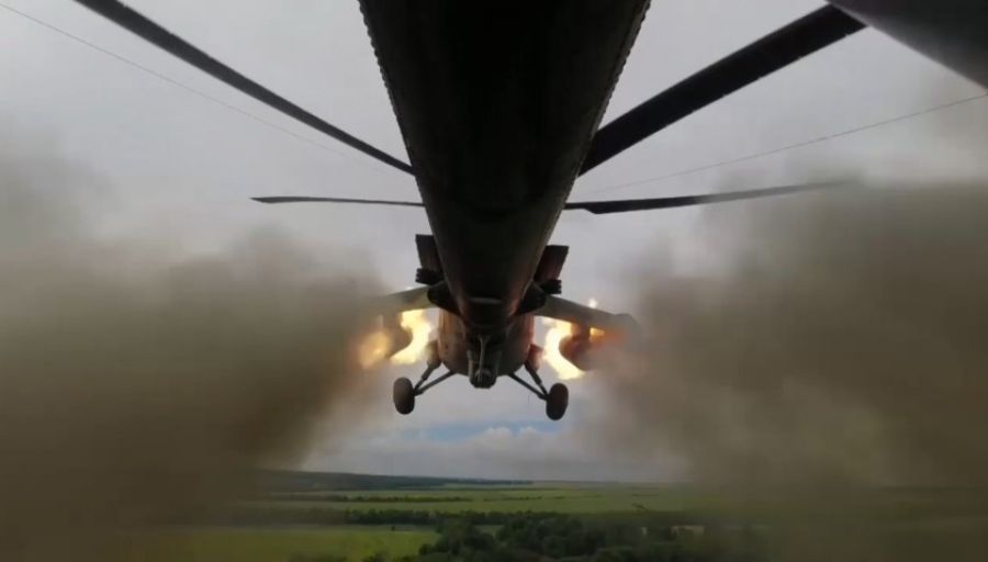ВКС РФ уничтожили позиции ВСУ при помощи ударных вертолётов Ми-35